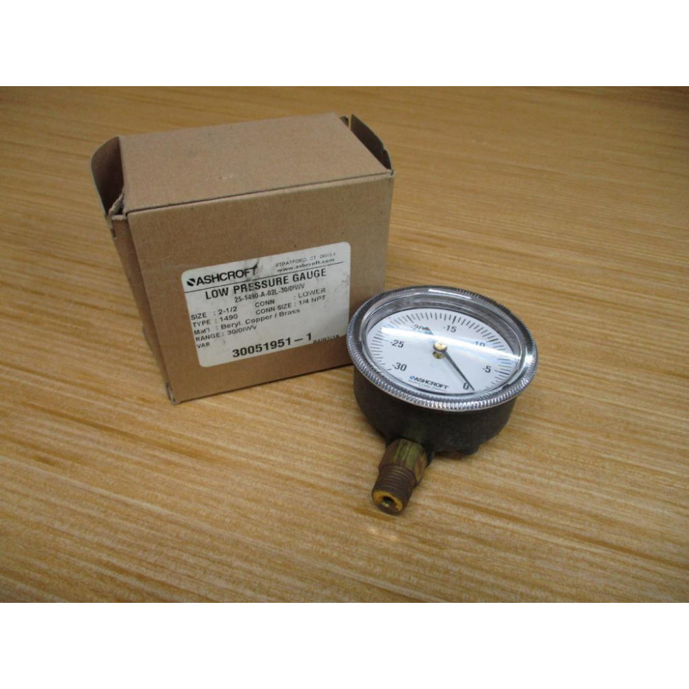 Ashcroft 25-1490-A-02L-300IWV Low Pressure Gauge Ashcroft 25-1490-A-02L-300IWV Low Pressure Gauge