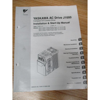 Yaskawa TOEP C710606 25B AC Drive J1000 InstallationStart-Up Manual - New No Box