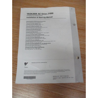 Yaskawa TOEP C710606 25B AC Drive J1000 InstallationStart-Up Manual - New No Box