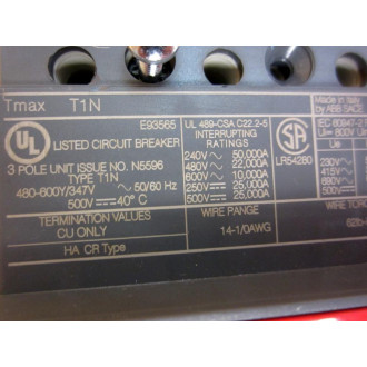 ABB T1N 60A 3P Circuit Breaker Sace - Used