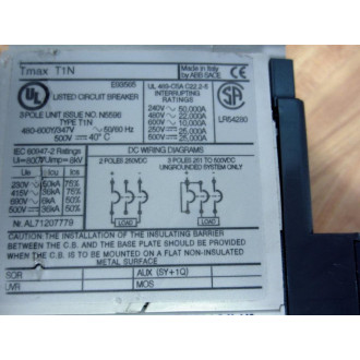 ABB T1N 60A 3P Circuit Breaker Sace - Used