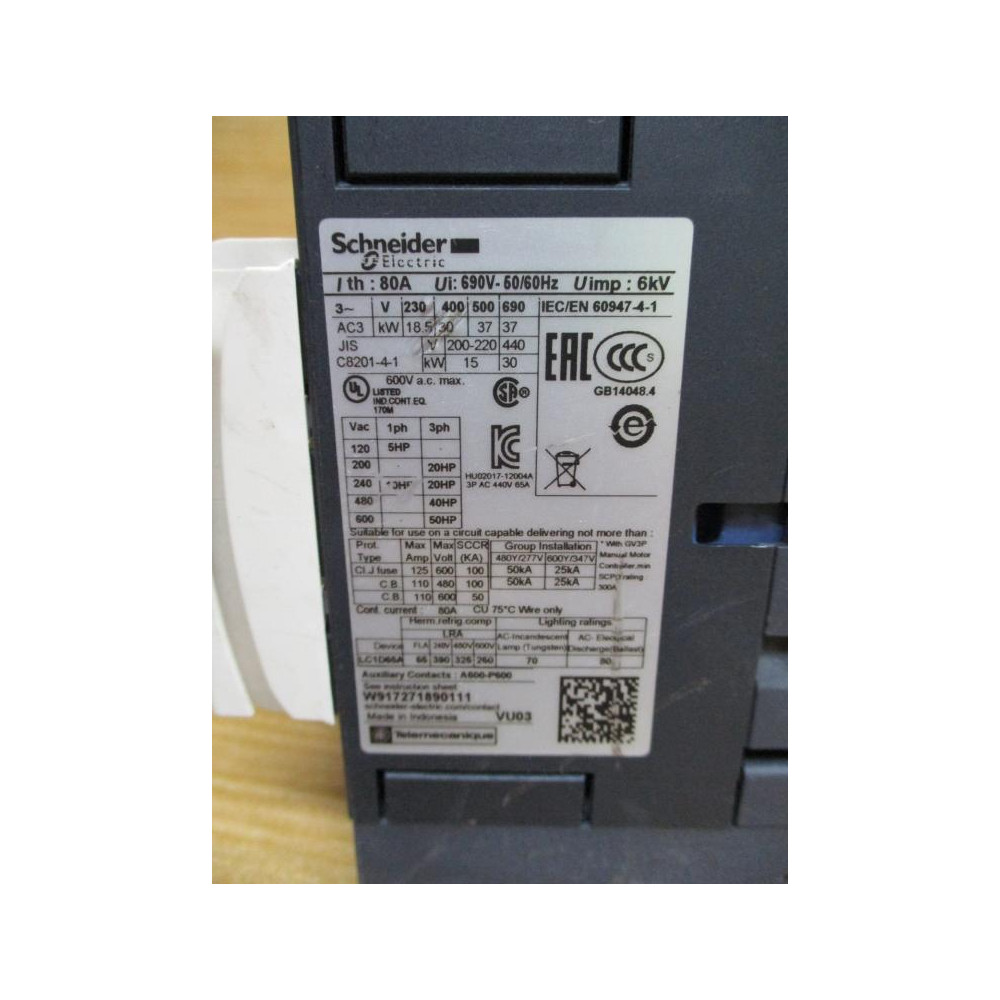 Schneider Electric LC1D65AG7 AC Contactor LC1D65A - New No Box