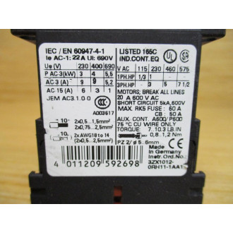 Siemens 3RT1016-1AX21-0AA3 Contactor 3RT10161AX210AA3 - Used