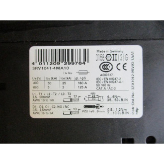 Siemens 3RV1041-4MA10 Circuit Breaker 80-100AMP Chipped Corner - Used