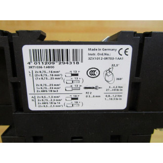 Siemens 3RT1036-1AB00 Power Contactor 3RT10361AB00 - Used