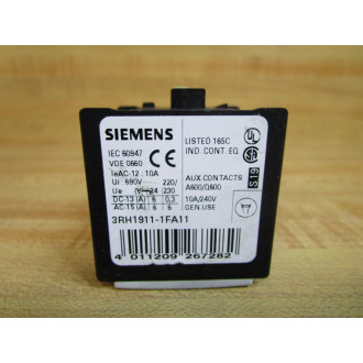 Siemens 3RH1911-1FA11 Auxiliary Switch Block 3RH19111FA11 - New No Box