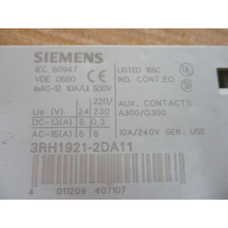 Siemens 3RH1921-2DA11 Aux. Cage Clamp 3RH19212DA11 - New No Box