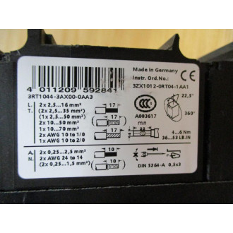 Siemens 3RT1044-3AX00-0AA3 Contactor 3RT10443AX000AA3 - Used