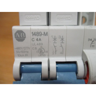 Allen Bradley 1489-M2C040 Circuit Breaker 4 AMP W 1489-AMRA3 - Used