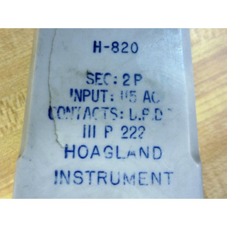 Hoagland Instrument H-820 Relay H820 - Used