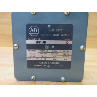 Allen Bradley 802T-AD Oiltight Limit Switch 802TAD