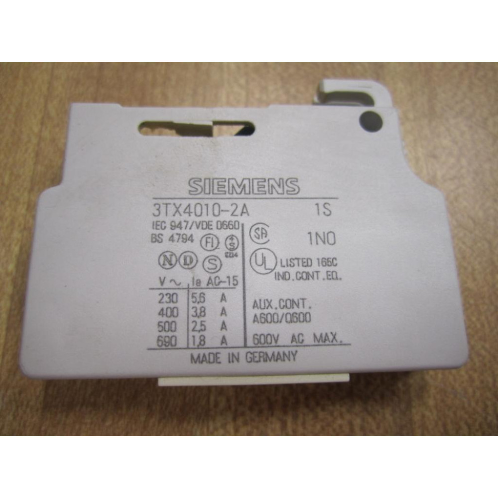Siemens 3TX4010-2A Aux. Contact Block 3TX40102A - Used