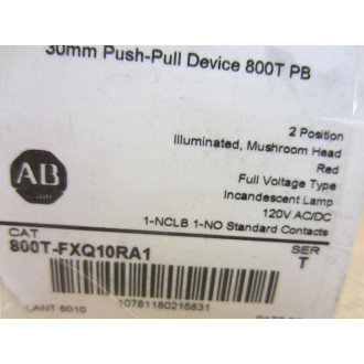 Allen Bradley 800T-FXQ10RA1 Push Button w800T-XA1 & 800T-N330