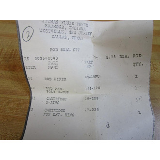 Ortman Fluid Power RS 003540040 Seal Kit RS003540040
