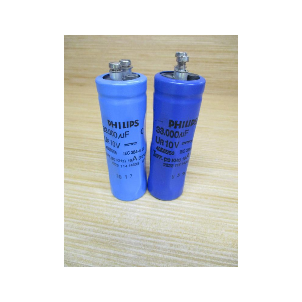 Philips 2222-114-14333 Capacitor 33.000UF 10VDC (Pack of 2) - Used