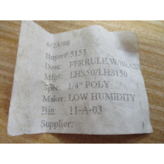 LHS50LHS150 Brass Ferrule (Pack of 118) - New No Box
