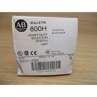 Allen Bradley 800H-JK2B Selector Switch 800HJK2B (2) 800T-XA