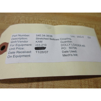 540.34-3638 Stretched Bellows Coupling 540343638 - New No Box