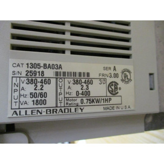 Allen Bradley 1305-BA03A Micro Drive 1305BA03A Ser. A, WO Keypad - New No Box
