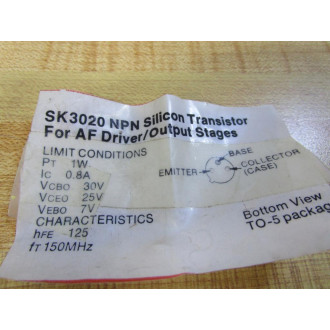 RCA SK3020 Silicon Transistor (Pack of 15) - New No Box
