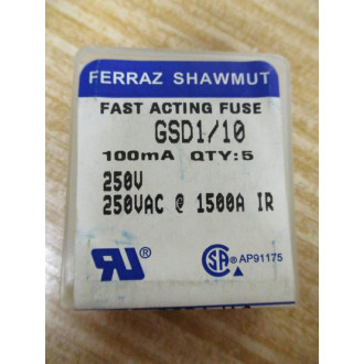 Ferraz Shawmut GSD110 Gould 100mA Fuse Mersen GSD110 (Pack of 10)