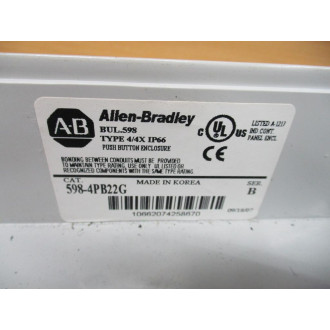 Allen Bradley 598-4PB22G Push Button Enclosure 5984PB22G - Used