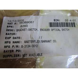 Masterflex B-3134-0012 Barnant Switch Bracket Set B31340012 - New No Box
