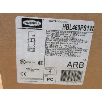 Hubbell HBL460PS1W 3P4W Plug HBL460PS1W3P4W WHardware