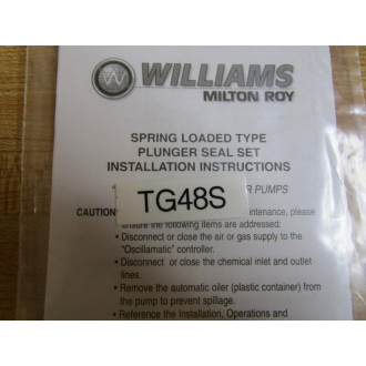 Williams TG48S Milton Roy Plunger Seal Set