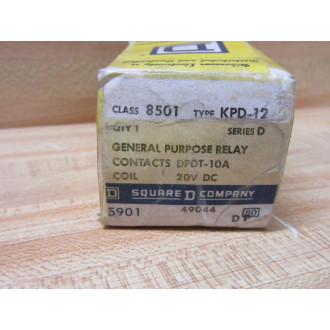 Square D 8501-KPD-12 Relay 8501KPD12 Coil 20V DC 49044