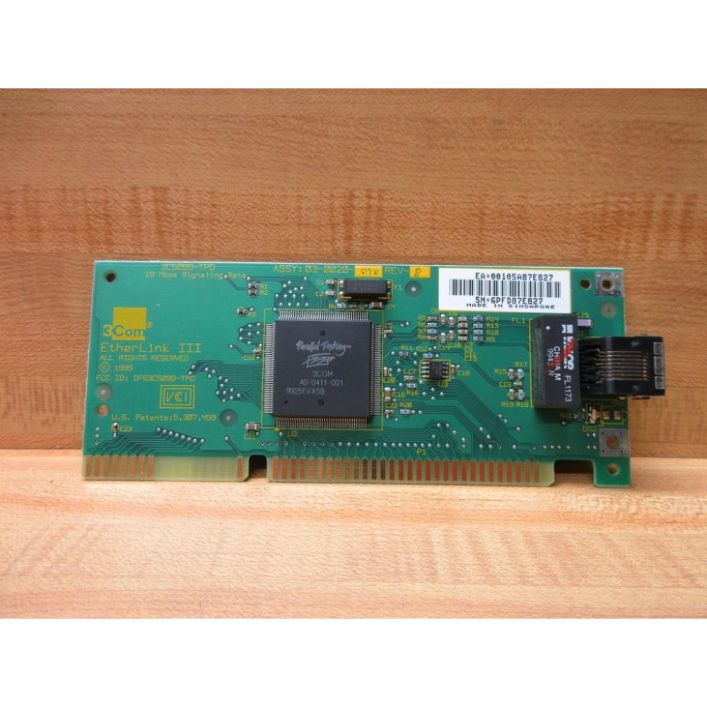 3M 03-0020-010 EtherLink III Card 3C509B-TPO DF63C5098-TPO WOut Side Bar - Used 3M 03-0020-010 EtherLink III Card 3C509B-TPO DF63C5098-TPO WOut Side Bar - Used