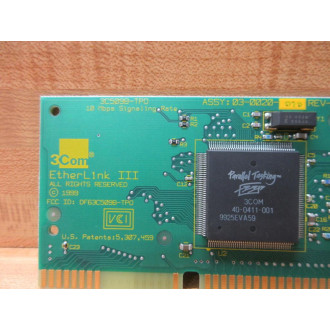 3M 03-0020-010 EtherLink III Card 3C509B-TPO DF63C5098-TPO WOut Side Bar - Used