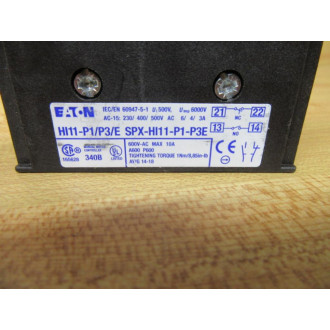 Eaton SPX-HI11-P1-P3E Auxiliary Contact SPXHI11P1P3E - New No Box