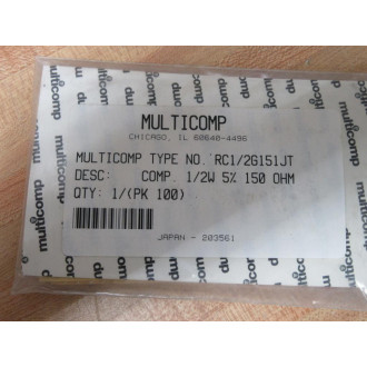 Multicomp RC12G151JT Carbon Resistor RC12G151JT (Pack of 100)