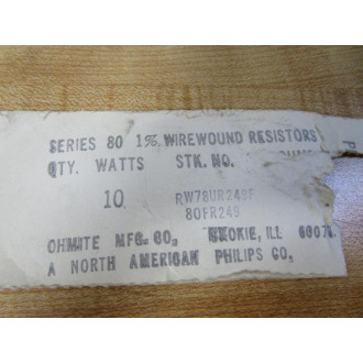 Ohmite RW78UR249F Resistor 0.249Ω 80FR249 (Pack of 4) - New No Box