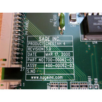 SAGE 700-00062-03 Cheetah 4 Board 400-00062-03 - Used