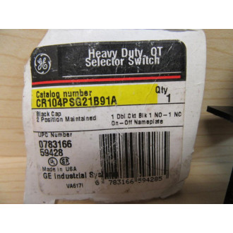 General Electric CR104PSG21B91A Selector Switch