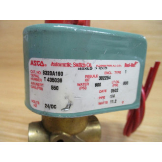 Asco 8320A190 24DC RedHat Solenoid Valve - Used