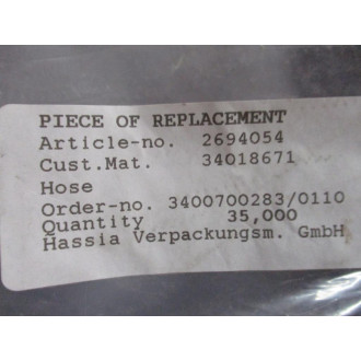 Hassia 2694054 Tecalan Hose 112191 140' - New No Box
