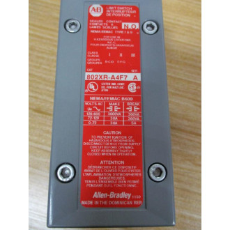 Allen Bradley 802XR-A4F7 Limit Switch 802XRA4F7 W 40182-005-54 - New No Box