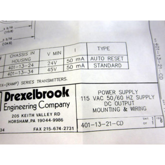 Drexelbrook 401-13-31 Power Supply 40141331 - New No Box