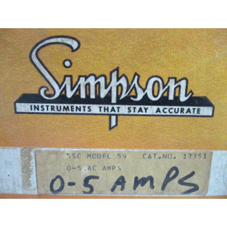 Simpson 17351 Panel Meter 59 0-5 AMP - Refurbished