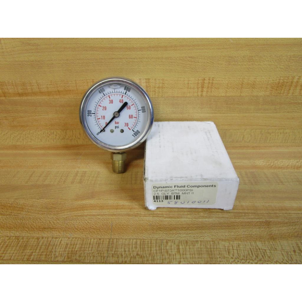 Dynamic Fluid CF1P-070A-1000PSI Pressure Gauge CF1P070A
