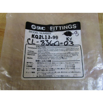SMC KQ2L13-99 Plug In Elbow Fitting KQ2L1399 (Pack of 8)