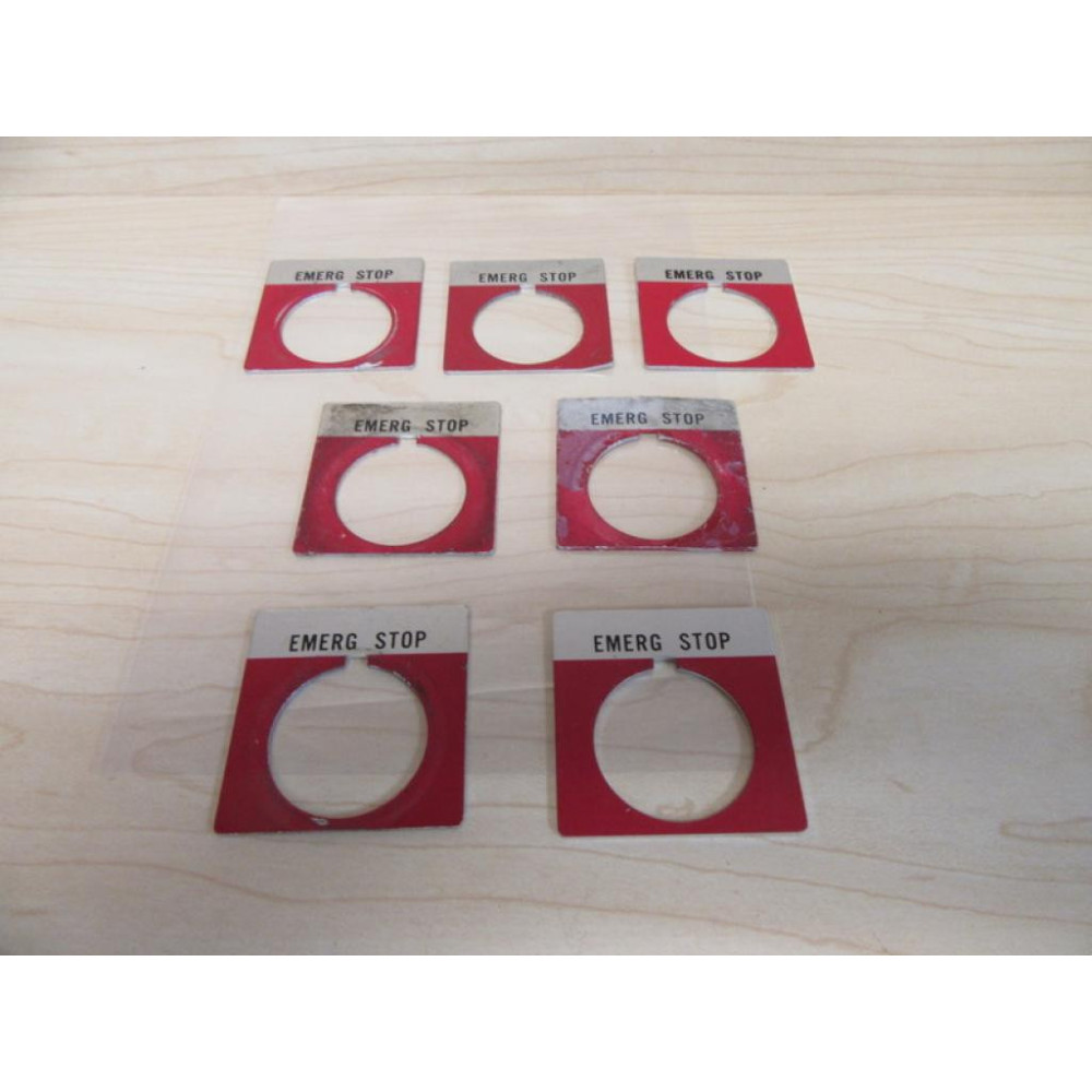 Allen Bradley 800T-X504 "Emerg Stop" Plate 800TX504 (Pack of 7) - Used