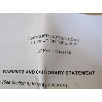 Industrial Scientific 1704-1740 Dilution Tube 47309P
