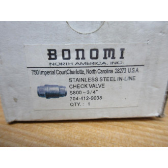 Bonomi 704-412-9038 In-Line Check Valve 7044129038