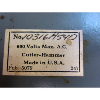 Cutler-Hammer 10316H54D Rotating Shaft Limit Switch - Used