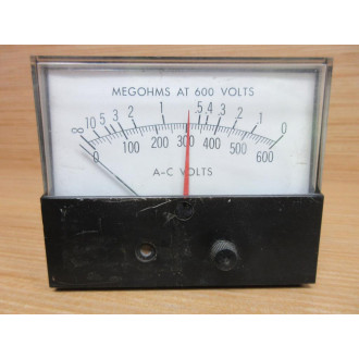 General Electric 196 Panel Meter D-1255K16706 0-600 A-C Volts - Used