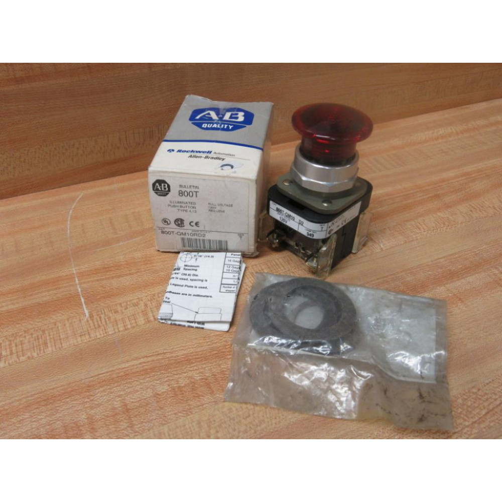 Allen Bradley 800T-QM10RD2 Button 800TQM10RD2 W800T-XD2 & Blank